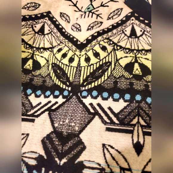 Topshop Geometric Patterned Textured Green, Blue, White, and Black Mini Skirt - Picture 2 of 3